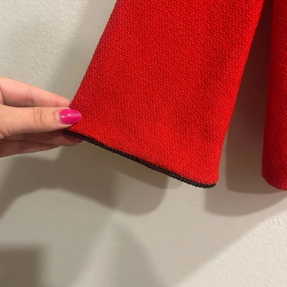 St. John Collection Red Santana Knit Embellished Jacket Size 4